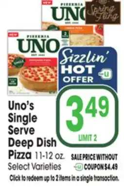 Jewel-Osco Uno's Single Serve Deep Dish Pizza offer