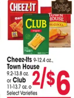 Jewel-Osco Cheez-Its 9-12.4 oz., Town House 9.2-13.8 oz. or Club 11-13.7 oz offer