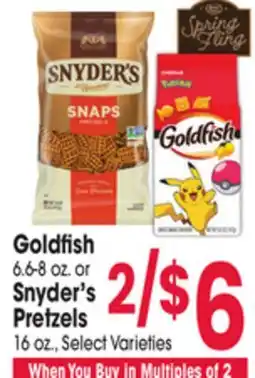 Jewel-Osco Goldfish 6.6-8 oz. or Snyder's Pretzels 16 oz offer