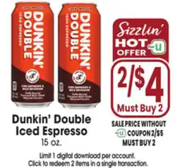 Jewel-Osco Dunkin' Double Iced Espresso offer