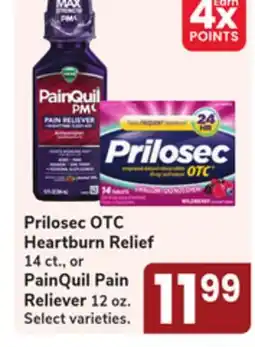 Jewel-Osco Prilosec OTC Heartburn Relief 14 ct., or PainQuil Pain Reliever 12 oz offer