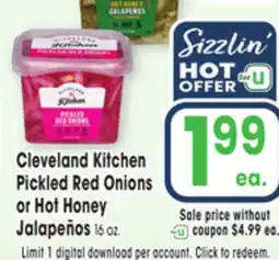 Jewel-Osco Cleveland Kitchen Pickled Red Onions or Hot Honey Jalapeños 16 oz offer