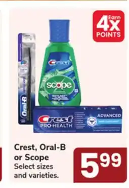 Jewel-Osco Crest, Oral-B or Scope offer