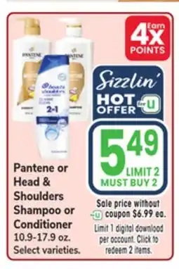 Jewel-Osco Pantene or Head & Shoulders Shampoo or Conditioner offer