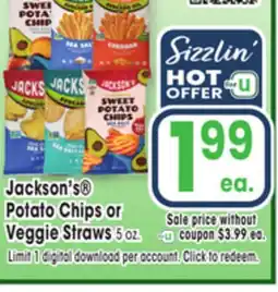 Jewel-Osco Jackson's Potato Chips or Potato Chips or Veggie Straws offer