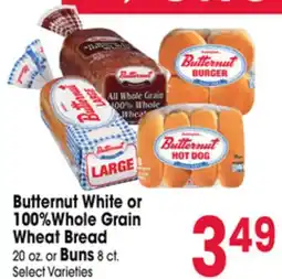 Jewel-Osco Butternut White or 100% Whole Grain Wheat Bread 20 oz. or Buns 8 ct offer