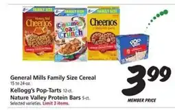Safeway General Mills Family Size Cereal, Kellogg's Pop-Tarts, Nature Valley Protein Bars offer