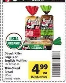Safeway Dave's Killer Bagels or English Muffins offer