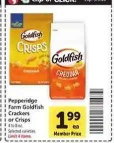 Safeway Pepperidge Farm Goldfish Crackers or Crisps offer
