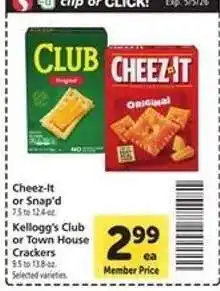 Safeway Cheez-It or Snap'd, Kellogg's Club or Town House Crackers offer