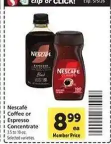 Safeway Nescafé Coffee or Espresso Concentrate offer