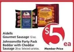 Safeway Aidells Gourmet Sausage & Johnsonville Party Pack Beddar with Cheddar Sausage offer