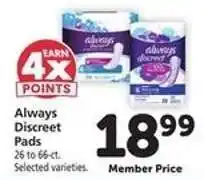 Safeway Always Discreet Pads offer