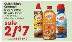 Giant Eagle Coffee Mate Creamer, Iced Coffee or Cold Foam offer