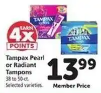Safeway Tampax Pearl or Radiant Tampons offer