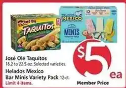 Safeway José Olé Taquitos / Helados Mexico Bar Minis Variety Pack offer