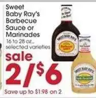 Giant Eagle Sweet Baby Ray's Barbecue Sauce or Marinades offer