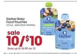 Giant Eagle GERBER BABY FOOD POUCHES offer