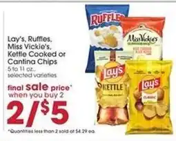 Giant Eagle Lay's, Ruffles, Miss Vickie's, Kettle Cooked or Cantina Chips offer