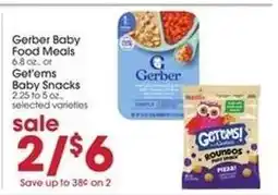 Giant Eagle Gerber Baby Food Meals or Get'ems Baby Snacks offer