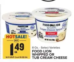 Food Lion FOOD LION WHIPPED OR TUB CREAM CHEESE offer