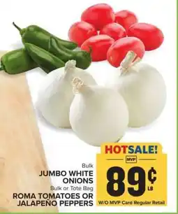 Food Lion Jumbo White Onions, Roma Tomatoes or Jalapeno Peppers offer