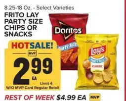 Food Lion Frito Lay Party Size Chips or Snacks offer