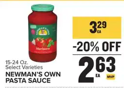 Food Lion Newman's Own Pasta Sauce offer