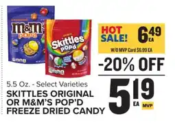 Food Lion Skittles Original or M&M’s Pop’d Freeze Dried Candy offer