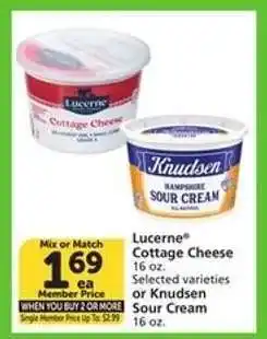 Albertsons Lucerne Cottage Cheese or Knudsen Sour Cream offer