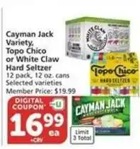 Albertsons Cayman Jack Variety, Topo Chico or White Claw Hard Seltzer offer