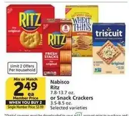 Albertsons Nabisco Ritz or Snack Crackers offer