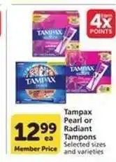Albertsons Tampax Pearl or Radiant Tampons offer