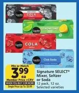 Albertsons Signature SELECT Mixer, Seltzer or Soda offer