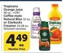 Albertsons Tropicana Orange Juice or Coffee-mate Natural Bliss or Starbucks Creamer offer