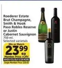 Albertsons Roederer Estate Brut Champagne, Smith & Hook Paso Robles Reserve or Justin Cabernet Sauvignon offer