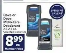 Albertsons Dove or Dove Men + Care Deodorant offer