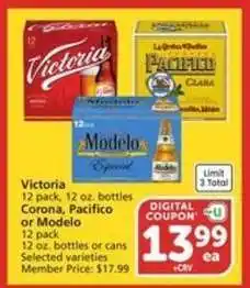 Albertsons Victoria, Corona, Pacifico or Modelo offer