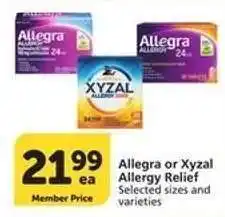 Albertsons Allegra or Xyzal Allergy Relief offer