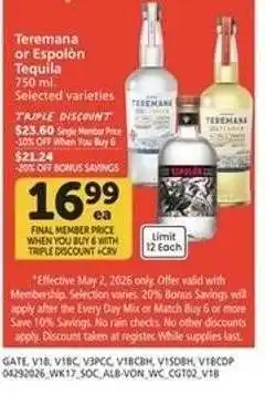 Albertsons Teremana or Espolòn Tequila offer