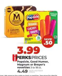 Hy-Vee Popsicle, Good Humor, Magnum or Breyer's novelties offer