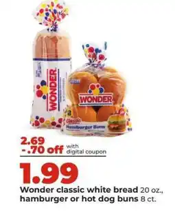 Hy-Vee Wonder classic white bread or buns offer