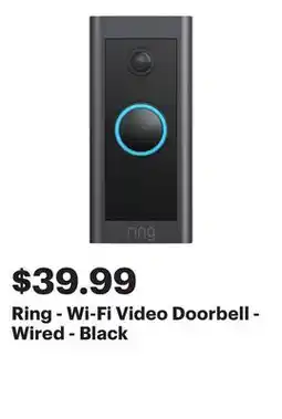 Best Buy Ring - Wi-Fi Video Doorbell - Wired - Black offer