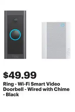 Best Buy Ring - Wi-Fi Smart Video Doorbell - Wired with Chime - Black offer