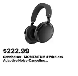 Best Buy Sennheiser - MOMEMTUM 4 Wireless Adaptive Noise-Canceling Over-The-Ear Headphones - Black offer