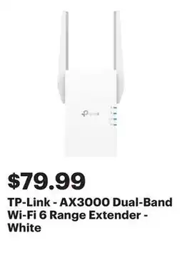 Best Buy TP-Link - AX3000 Dual-Band Wi-Fi 6 Range Extender - White offer
