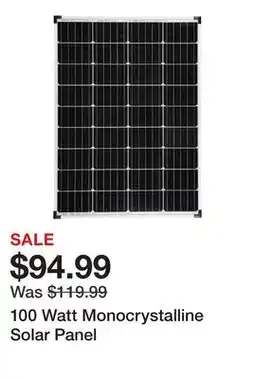 Harbor Freight Tools 100 Watt Monocrystalline Solar Panel offer