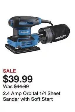 Harbor Freight Tools 2.4 Amp Orbital 1/4 Sheet Sander with Soft Start offer