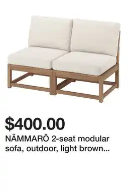 Ikea NÄMMARÖ 2-seat modular sofa, outdoor, light brown stained/Frösön/Duvholmen beige offer