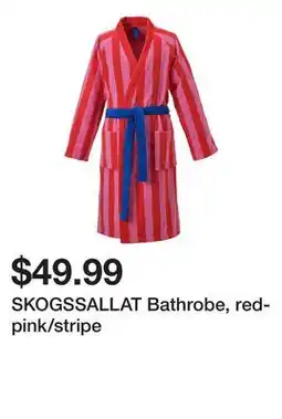 Ikea SKOGSSALLAT Bathrobe, red-pink/stripe offer